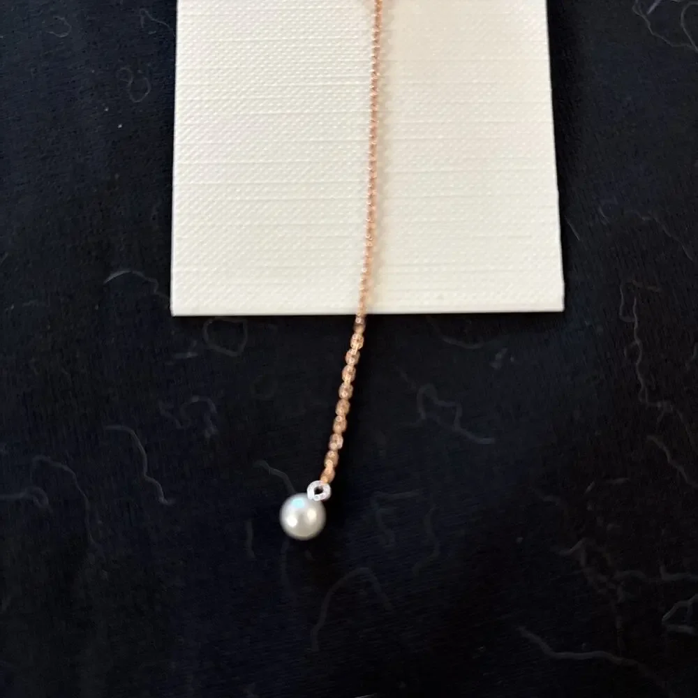 Fossil Women’s Rose Gold And Pearl Necklace And Earring Set